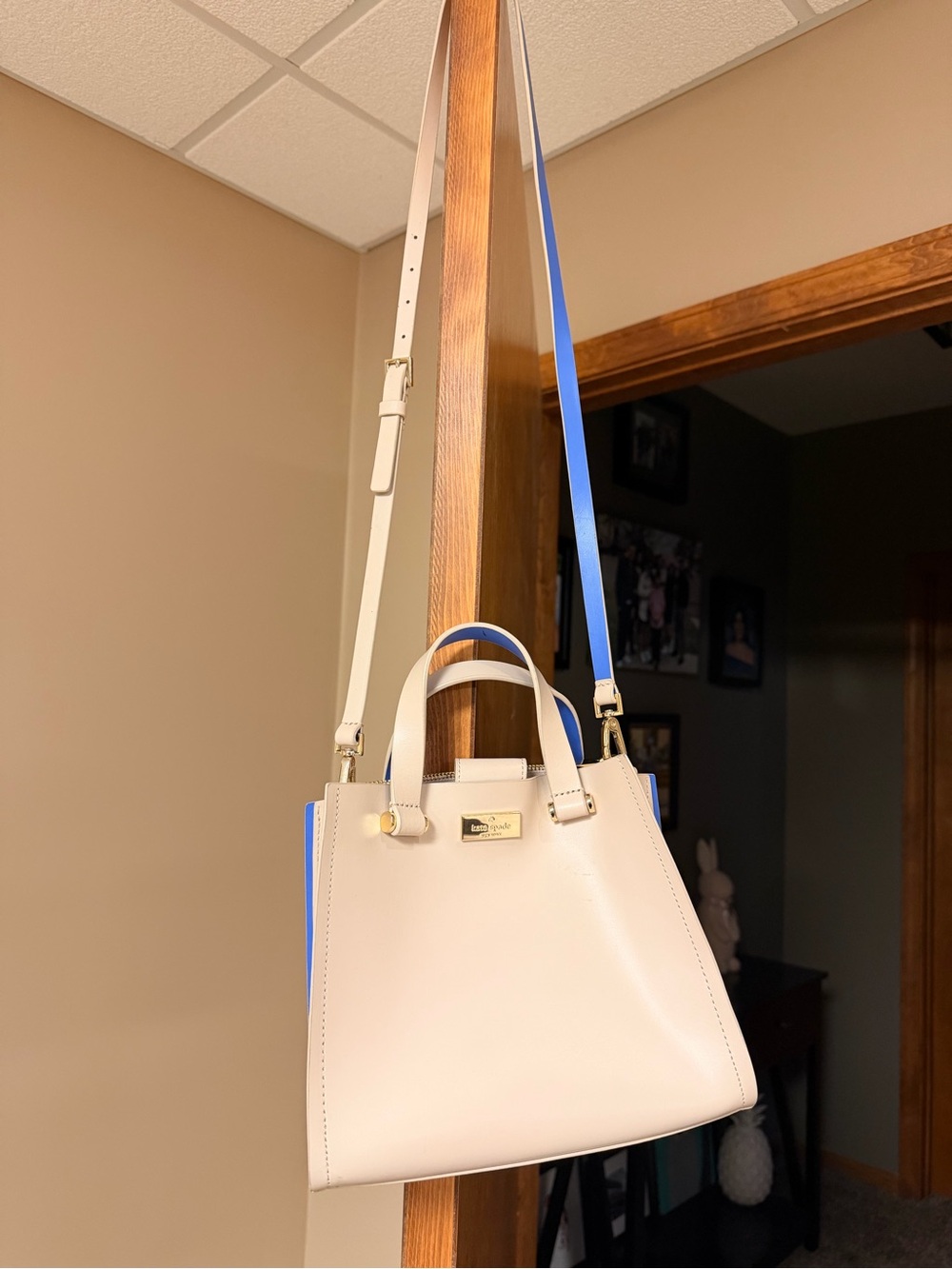 kate spade Cream and Blue Top-Handle Crossbody Bag